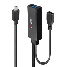 USB Prailginimo Laidas - LINDY USB 3.2 C / A Prailginimo Laidas 5Gbps 5m, Juodas