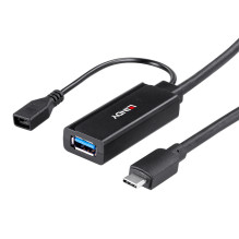 USB Prailginimo Laidas - LINDY USB 3.2 C / A Prailginimo Laidas 5Gbps 5m, Juodas