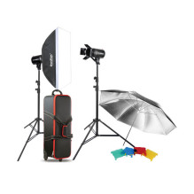 Fotografijos apšvietimo rinkinys - Godox E300 Studio Kit (2 Flash Heads, 150W Modeling Lamp, Wireless Trigger)