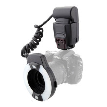 Fotoaparato blykstė - Meike MK 14EXT Macro Ring Flash (dual tubes, LCD display, 8 adapters)