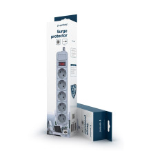 Power - Extension Cord - Gembird SPG3-B-6C Surge Protector 5 Outlets 1.8m Gray