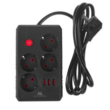 Power - Extension Cord - Maclean MCE392 4-Outlets 3xUSB 2500W 1.5m Black Power - Extension Cord - Maclean MCE392 4-Outlets 3xUSB 2500W 1.5m Black