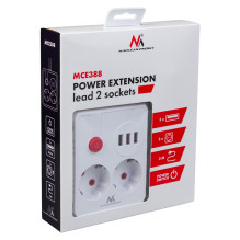 Electrical extension cord - Maclean MCE388 2 sockets + 3 USB 2500W 3m white