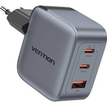 Maitinimo adapteris - Vention 70W GaN PD įkroviklis 2x USB-C 1x USB-A Juodas