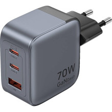 Maitinimo adapteris - Vention 70W GaN PD įkroviklis 2x USB-C 1x USB-A Juodas