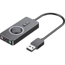 Audio Adapter - Vention 1m USB 2.0 External Sound Card (line-in / out, 16-bit, black)