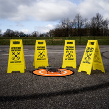 Safety sign - Caruba Drone Warning Sign Durable Yellow with Handle