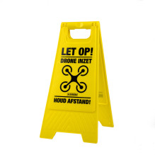 Saugumo ženklas - Caruba Drone Warning Sign Durable Yellow with Handle