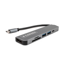 USB Hublis - Caruba 6 in 1 USB C Hublis (PD 100W, 2x USB A, HDMI 4K, SD / Micro SD)