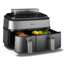 Hot Air Fryer - Philips NA555 / 00 Hot Air Fryer Dual Basket 9L 2750W Silver