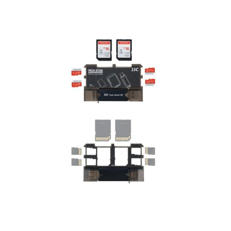 Atminties kortelės laikiklis - JJC MCH STK6GR 6 kortelių organizatorius su USB 3.0 skaitytuvu žalias