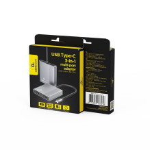 Adapteris - Gembird A-CM-COMBO3-04 USB Type-C Multi-Port Adapter 2x HDMI 2x USB Kosminė pilka Adapteris - Gembird A-CM-COMBO3-04 USB Type-C Multi-Port Adapter 2x HDMI 2x USB Kosminė pilka