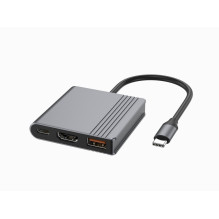 Adapteris - Gembird A-CM-COMBO3-05 USB Type-C Multi-Port Adapter 4K 60Hz Space Grey Adapteris - Gembird A-CM-COMBO3-05 USB Type-C Multi-Port Adapter 4K 60Hz Space Grey
