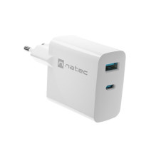 Maitinimo Adapteris - Natec Ribera 1x USB-A + 1x USB-C 65W Baltas