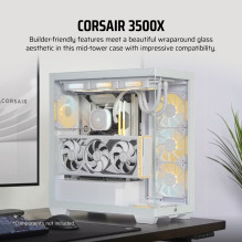 Kompiuterio korpusas - Corsair 3500X LXR LINK TG, EATX / ATX / micro ATX / Mini-ITX, balta