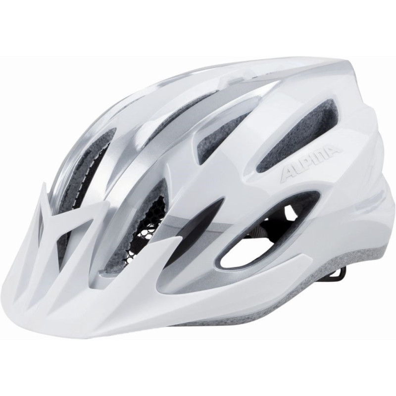 Cycling helmet - Alpina MTB17 lightweight adjustable 23 vents white and silver