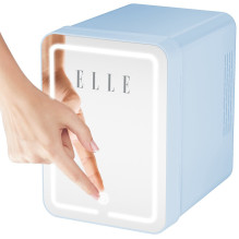 Namų ir virtuvės prietaisai - ELLE 4L Mini šaldytuvas su LED veidrodžiu, šildymo funkcija, mėlynas Namų ir virtuvės prietaisai - ELLE 4L Mini šaldytuvas su LED veidrodžiu, šildymo funkcija, mėlynas