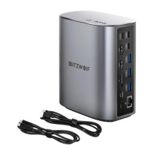 Dokavimo stotis - Blitzwolf BW-TH15 17-in-1 4K HDMI / DP USB-C RJ45 Pilka