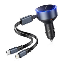 Automobilinis įkroviklis - Vention FFOB0 60W USB-C automobilinis įkroviklis su integruotais kabeliais