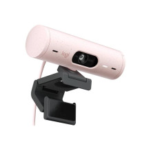 Camera - Logitech BRIO 500 Automatic Light Adjustment Noise Cancelling Microphones Pink