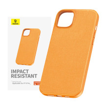 Phone Case - Baseus Fauxther iPhone 15 Pro Max PU Leather Slim Orange