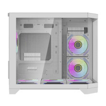 Kompiuterio korpusas - darkFlash Darflash FT418 Mini Tower, M-ATX / ITX, 6 ARGB ventiliatoriai, balta