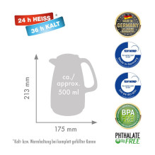 Kitchen thermos - ROTPUNKT 1.5L jug for hot/cold black