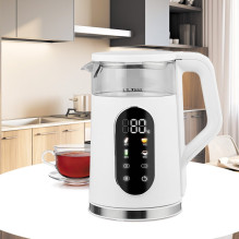 Electric Kettle - Maestro MR-023 1.7L Temperature Control Glass Stainless Steel White