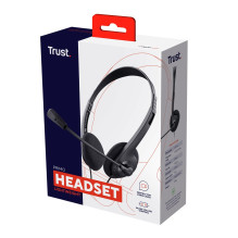 Headphones - Trust 21665 Wired Headphones with Microphone and Control Button Black Headphones - Trust 21665 Wired Headphones with Microphone and Control Button Black