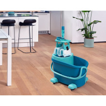 Valymo šluota - Leifheit 52121 teleskopinė mikropluošto šluota 360° mėlyna žalia