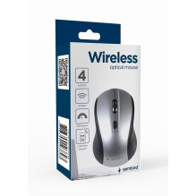 MOUSE USB OPTICAL WRL BLACK / SILVER MUSW-4B-02-BS GEMBIRD