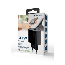 CHARGER USB UNIVERSAL QC3.0 / TA-UC-PDQC20-01-BK GEMBIRD