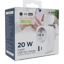 CHARGER USB UNIVERSAL 20W WHT / 2P AC TA-ACPDQC20-01-W GEMBIRD CHARGER USB UNIVERSAL 20W WHT / 2P AC TA-ACPDQC20-01-W GEMBIRD