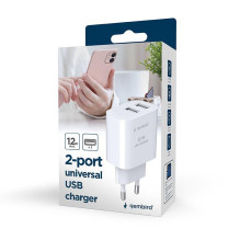 CHARGER USB UNIVERSAL WHITE / 2P TA-UC-2A12-01 GEMBIRD CHARGER USB UNIVERSAL WHITE / 2P TA-UC-2A12-01 GEMBIRD