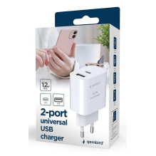 CHARGER USB UNIVERSAL BLACK / 2P TA-UC-2AC12-01-BK GEMBIRD