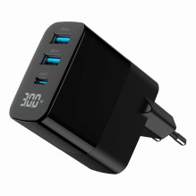 CHARGER USB 30W 3PORT / TA-UC-PDQC30LCD-BK-02 GEMBIRD CHARGER USB 30W 3PORT / TA-UC-PDQC30LCD-BK-02 GEMBIRD
