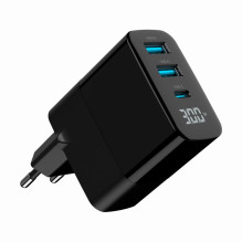 Įkroviklis USB 30W 3PORT / TA-UC-PDQC30LCD-BK-02 GEMBIRD Įkroviklis USB 30W 3PORT / TA-UC-PDQC30LCD-BK-02 GEMBIRD