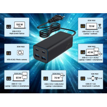 ĮKROVIKLIS USB UNIVERSALUS 4P 100W / TA-UC-2A2C-PD100-01-BK GEMBIRD ĮKROVIKLIS USB UNIVERSALUS 4P 100W / TA-UC-2A2C-PD100-01-BK GEMBIRD