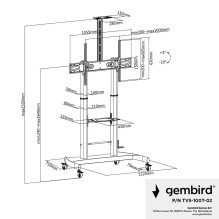 TELEVIZORIAUS ACC GRINDŲ STOVAS 60-100' / TVS-100T-02 GEMBIRD TELEVIZORIAUS ACC GRINDŲ STOVAS 60-100' / TVS-100T-02 GEMBIRD