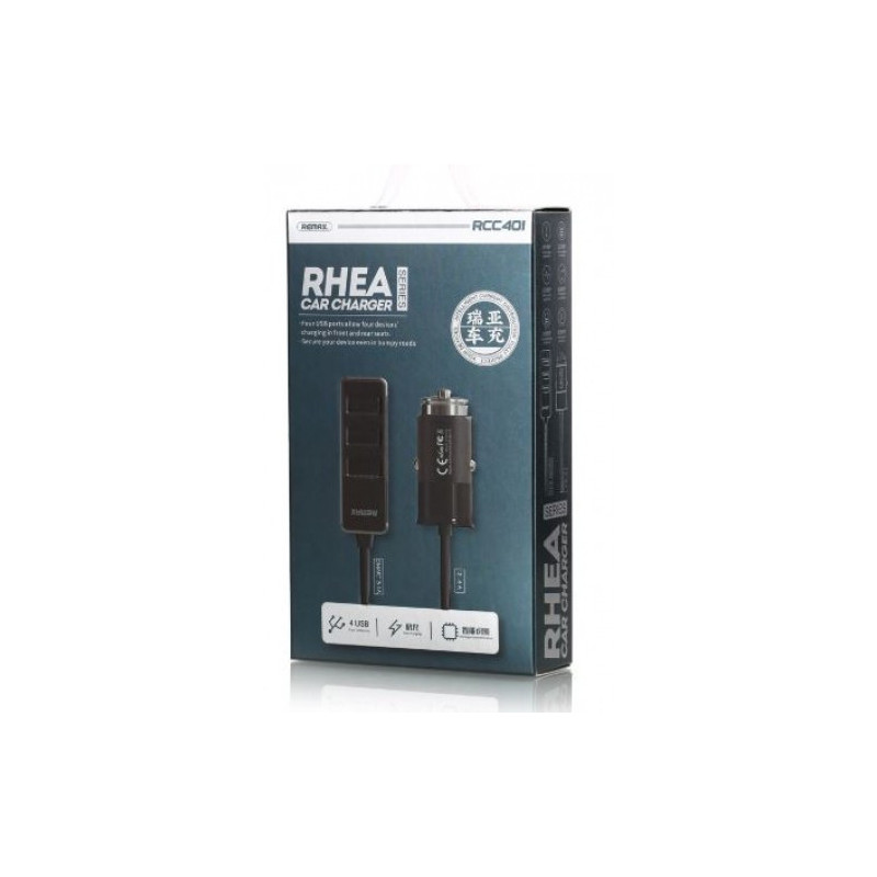 Car charger Remax 'Rhea' RCC401 black 3.1A (4xUSB)