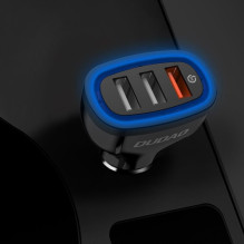 Car charger Dudao 'R7S' black 18W (1xQC3.0 / 2xUSB