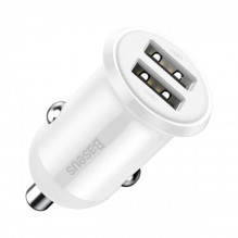 Car charger Baseus 'Grain Pro' white 4.8A (2xUSB)