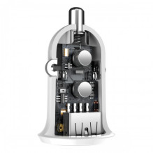 Automobilinis įkroviklis Baseus 'Grain Pro' baltas 4.8A (2xUSB) Automobilinis įkroviklis Baseus 'Grain Pro' baltas 4.8A (2xUSB)