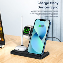 Bevielis įkroviklis Essager 'JG 4in1' juodas 15W (iPhone / Apple Watch / Airpods / Pencil)