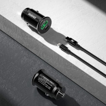 Car charger Dudao 'R3Pro' black 20W (1xPD / 1xQC3.0) + 'Type-C / Lightning' cable Car charger Dudao 'R3Pro' black 20W (1xPD / 1xQC3.0) + 'Type-C / Lightning' cable