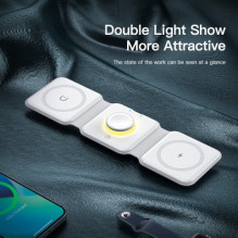 Bevielis įkroviklis Essager 'Nuo 3in1' baltas 15W (iPhone / Apple Watch / Airpods / Night Lamp)