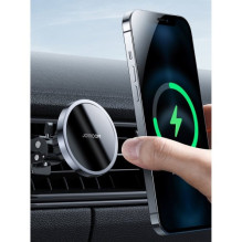 Automobilinis laikiklis Joyroom 'JR-ZS240' juodas (bevielis krovimas 15W) (magnetinis / grotelėms)