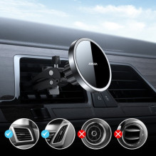 Automobilinis laikiklis Joyroom 'JR-ZS240' juodas (bevielis krovimas 15W) (magnetinis / grotelėms)