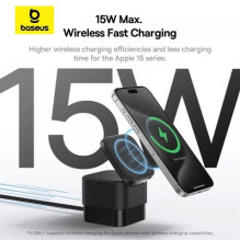 Wireless charger Baseus 'MagPro 2in1' black 20W (for iPhone / Apple Watch)