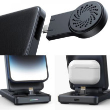 Bevielis įkroviklis Joyroom 'JR-WQS02 4in1' juodas (skirtas iPhone / Apple Watch / Airpods)